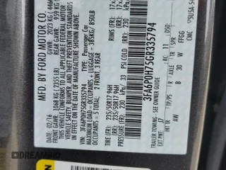 2016 Ford Fusion SE with VIN 3FA6P0H75GR335794, listed as a Copart auction lot 60722205 with 96,429 mi miles and Salvage title. Bid and sale history available at DreamBid. Image 12.