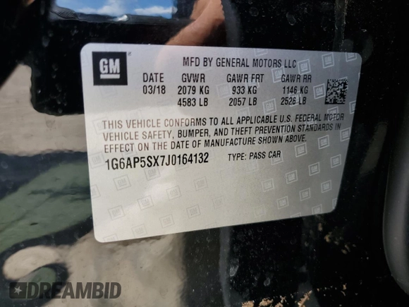 2018 Cadillac CTS RWD z VIN 1G6AP5SX7J0164132, wystawiony jako Copart lot #67428433 z przebiegiem Nie podano mil oraz . Historia ofert i sprzedaży dostępna na DreamBid. Obrazek 13.