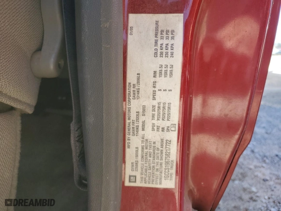 2005 Chevrolet Colorado LS Z85 with VIN 1GCCS196758217722, listed as a Copart auction lot 49517165 with 273,763 mi miles and Salvage Title. Bid and sale history available at carsss.com. Image 15.