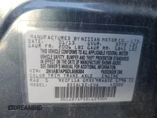 2013 Nissan Sentra S with VIN 3N1AB7AP5DL659304, listed as a Copart auction lot 52418855 with 117,475 mi miles and Salvage Title. Bid and sale history available at DreamBid. Image 12.