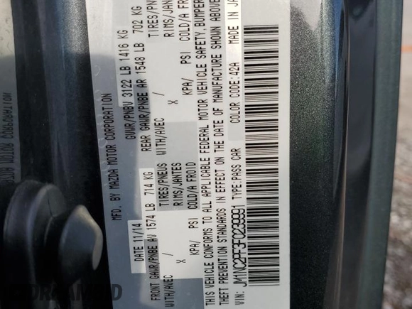 2015 Mazda MX-5 Miata Grand Touring z VIN JM1NC2PF3F0239991, wystawiony jako Copart lot #46989165 z przebiegiem 139 801 mil mil oraz Szkoda całkowita • Salvage title. Historia ofert i sprzedaży dostępna na DreamBid. Obrazek 12.