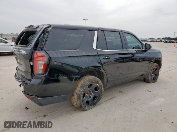 2023 Chevrolet Tahoe Commercial with VIN 1GNSCLED7PR428027, listed as a Copart auction lot 56738455 with 6,599 mi miles and Salvage title. Bid and sale history available at DreamBid. Image 3.