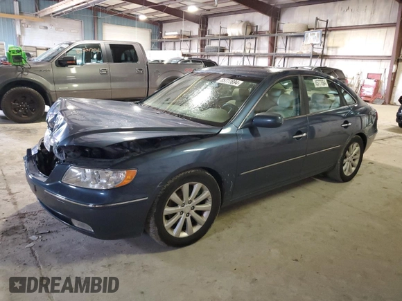 2009 Hyundai Azera GLS with VIN KMHFC46D89A349297, listed as a Copart auction lot 85777694 with 103,647 mi miles and Salvage title. Bid and sale history available at DreamBid. Image 1.