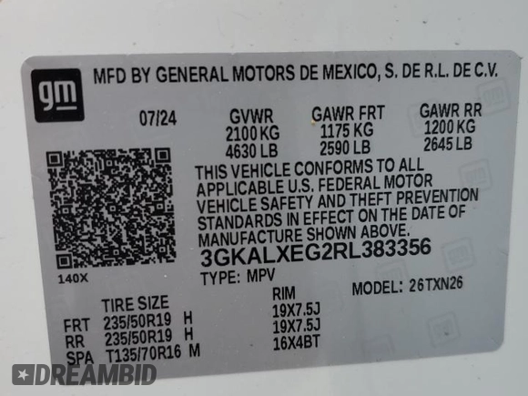 2024 GMC Terrain Denali с VIN 3GKALXEG2RL383356, выставлен на аукционе Copart как лот 51818535 с пробегом 5 930 миль миль и Списание • Salvage title. История ставок и продаж доступна на DreamBid. Изображение 13.