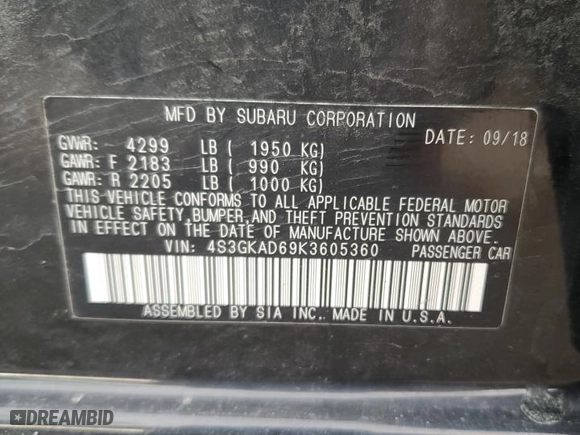 2019 Subaru Impreza Premium with VIN 4S3GKAD69K3605360, listed as a Copart auction lot 86604804 with 123,075 mi miles and Salvage Title. Bid and sale history available at carsss.com. Image 12.