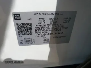 2021 GMC Acadia SLT with VIN 1GKKNMLS1MZ223152, listed as a Copart auction lot 52554665 with 61,924 mi miles and Salvage title. Bid and sale history available at DreamBid. Image 16.