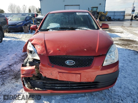2009 Kia Rio LX with VIN KNADE243596567394, listed as a Copart auction lot 42240065 with 160,044 mi miles and Salvage Title. Bid and sale history available at carsss.com. Image 5.