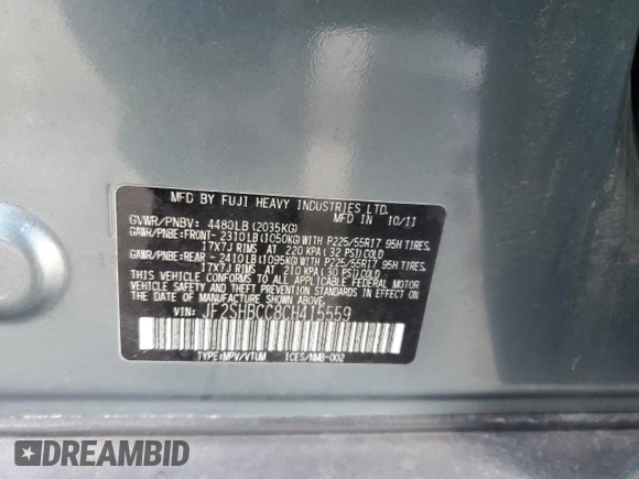 2012 Subaru Forester 2.5X Premium with VIN JF2SHBCC8CH415559, listed as a Copart auction lot 42119385 with 37,378 mi miles and Salvage Title. Bid and sale history available at carsss.com. Image 12.