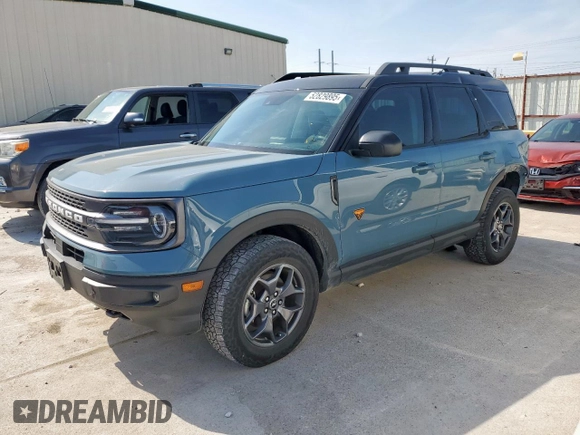 2022 Ford Bronco Sport Badlands z VIN 3FMCR9D9XNRD72951, wystawiony jako Copart lot #52829895 z przebiegiem 54 054 mil mil oraz Szkoda całkowita • Salvage title. Historia ofert i sprzedaży dostępna na DreamBid. Obrazek 1.