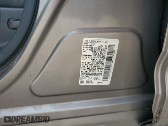 2013 Nissan Rogue SL with VIN JN8AS5MT8DW524410, listed as a Copart auction lot 51700245 with 167,026 mi miles and Salvage Title. Bid and sale history available at DreamBid. Image 14.