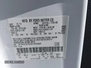2014 Ford F-150 XL with VIN 1FTFX1EF0EFA70823, listed as a IAAI auction lot 40807820 with 235,988 mi miles. Bid and sale history available at carsss.com. Image 9.