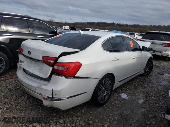 2015 Kia Cadenza Premium with VIN KNALN4D77F5168594, listed as a Copart auction lot 80890504 with 115,693 mi miles and Salvage Title. Bid and sale history available at carsss.com. Image 3.