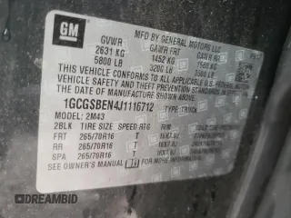 2018 Chevrolet Colorado 2WD Work Truck с VIN 1GCGSBEN4J1116712, выставлен на аукционе Copart как лот 54250165 с пробегом 110 585 миль миль и Списание • Salvage title. История ставок и продаж доступна на DreamBid. Изображение 12.