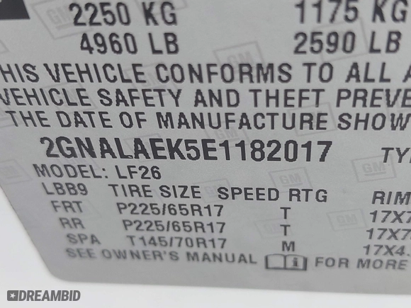 2014 Chevrolet Equinox LS with VIN 2GNALAEK5E1182017, listed as a IAAI auction lot 41918220 with 130,327 mi miles. Bid and sale history available at carsss.com. Image 9.