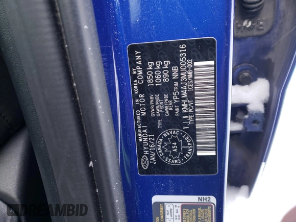 2021 Hyundai Elantra Blue z VIN KMHLM4AJ3MU005316, wystawiony jako Copart lot #46114245 z przebiegiem 89 926 mil mil oraz Szkoda całkowita • Salvage title. Historia ofert i sprzedaży dostępna na DreamBid. Obrazek 12.
