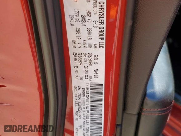 2013 Dodge Durango R/T with VIN 1C4SDHCT9DC689526, listed as a Copart auction lot 56386035 with 65,242 mi miles and Salvage title. Bid and sale history available at DreamBid. Image 14.