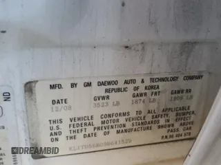 2009 Chevrolet Aveo 1LT z VIN KL1TD56E09B641529, wystawiony jako Copart lot #56563265 z przebiegiem 75 332 mil mil oraz Szkoda całkowita • Salvage title. Historia ofert i sprzedaży dostępna na DreamBid. Obrazek 12.