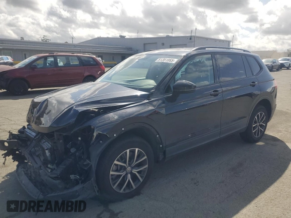 2021 Volkswagen Tiguan S with VIN 3VV1B7AX3MM016927, listed as a Copart auction lot 51351865 with 43,594 mi miles and Salvage title. Bid and sale history available at DreamBid. Image 1.