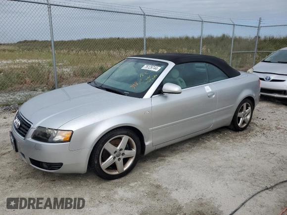 2005 Audi A4 3.0L with VIN WAUDT48H95K007242, listed as a Copart auction lot 76129744 with 0 mi miles and Non Repairable. Bid and sale history available at carsss.com. Image 1.