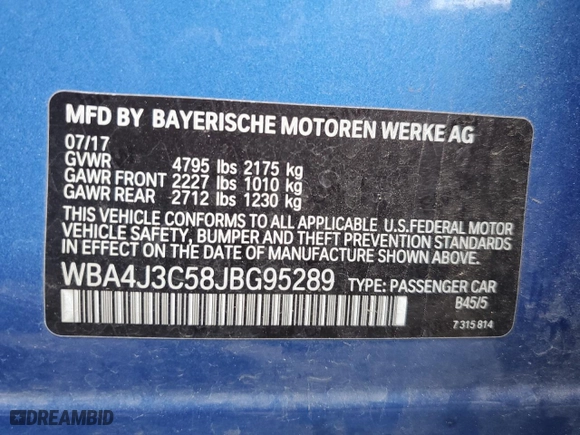 2018 BMW 4 Series 430i xDrive with VIN WBA4J3C58JBG95289, listed as a Copart auction lot 80786714 with 84,274 mi miles and Salvage Title. Bid and sale history available at carsss.com. Image 12.
