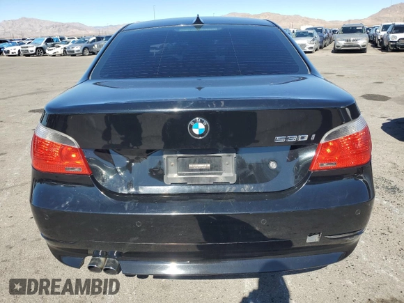 2007 BMW 5 Series 530i with VIN WBANE73537CM55373, listed as a Copart auction lot 46477245 with 217,070 mi miles and Salvage Title. Bid and sale history available at DreamBid. Image 6.
