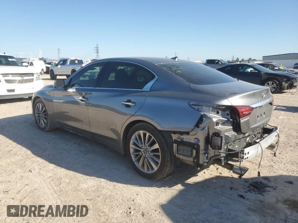 2021 Infiniti Q50 Luxe with VIN JN1EV7BP9MM702524, listed as a Copart auction lot 48579785 with 28,627 mi miles and Salvage title. Bid and sale history available at DreamBid. Image 2.