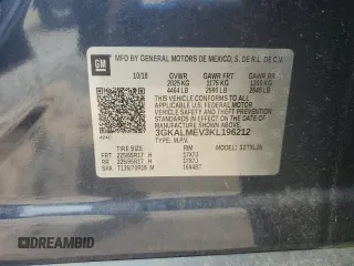2019 GMC Terrain SLE with VIN 3GKALMEV3KL196212, listed as a Copart auction lot 55538265 with 120,543 mi miles and Salvage title. Bid and sale history available at DreamBid. Image 14.