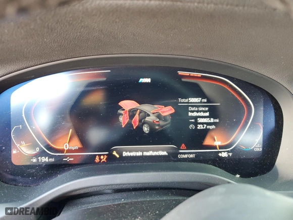 2021 BMW X4 xDrive30i with VIN 5UX2V1C01M9E03922, listed as a Copart auction lot 48335205 with 58,867 mi miles and Non Repairable. Bid and sale history available at carsss.com. Image 9.