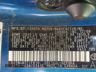 2009 Toyota Corolla with VIN 2T1BU40E69C166333, listed as a IAAI auction lot 42137539 with 127,564 mi miles. Bid and sale history available at carsss.com. Image 9.
