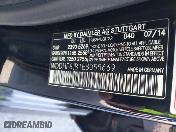 2014 Mercedes-Benz E 350 Luxury with VIN WDDHF8JB1EB055669, listed as a IAAI auction lot 42514114 with 130,655 mi miles and . Bid and sale history available at DreamBid. Image 9.