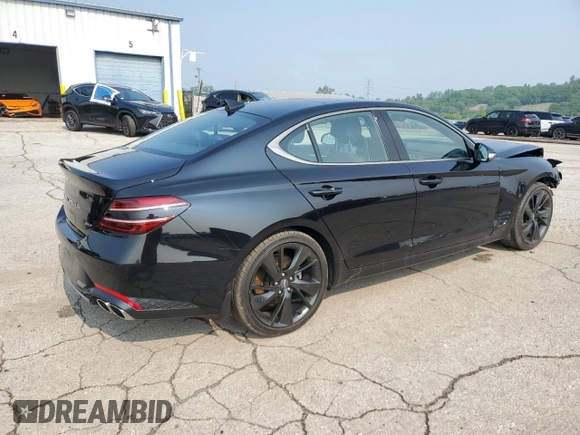 2023 Genesis G70 2.0T with VIN KMTG34TA7PU116043, listed as a Copart auction lot 59585225 with 8,021 mi miles and Salvage title. Bid and sale history available at DreamBid. Image 3.