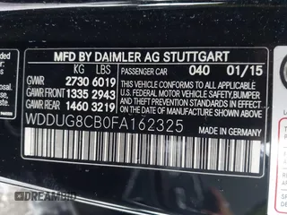 2015 Mercedes-Benz S-Class S 550 with VIN WDDUG8CB0FA162325, listed as a IAAI auction lot 41643485 with 114,766 mi miles. Bid and sale history available at carsss.com. Image 9.