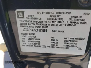 2003 GMC Sierra 1500HD SLE z VIN 1GTGC13U53F203980, wystawiony jako IAAI lot #41206524 z przebiegiem 309 414 mil mil oraz . Historia ofert i sprzedaży dostępna na DreamBid. Obrazek 9.