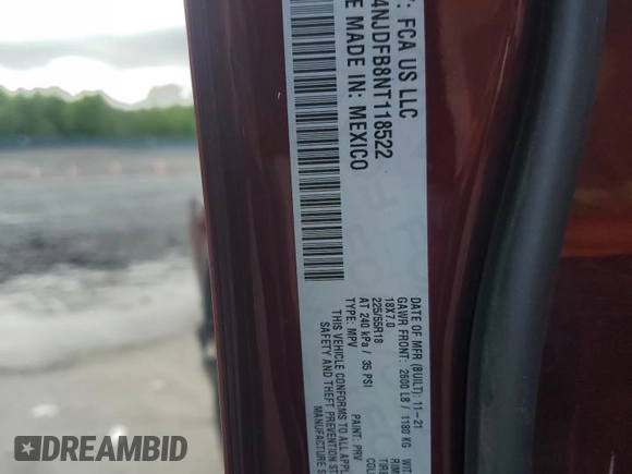 2022 Jeep Compass Latitude Lux z VIN 3C4NJDFB8NT118522, wystawiony jako Copart lot #56775175 z przebiegiem 47 220 mil mil oraz Szkoda całkowita • Salvage title. Historia ofert i sprzedaży dostępna na DreamBid. Obrazek 13.