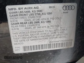 2021 Audi Q5 Premium z VIN WA1AAAFYXM2004808, wystawiony jako IAAI lot #42451719 z przebiegiem 123 537 mil mil oraz . Historia ofert i sprzedaży dostępna na DreamBid. Obrazek 9.