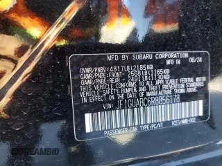 2024 Subaru Impreza z VIN JF1GUABC6R8856178, wystawiony jako Copart lot #47822615 z przebiegiem 8 041 mil mil oraz Szkoda całkowita • Salvage title. Historia ofert i sprzedaży dostępna na DreamBid. Obrazek 15.