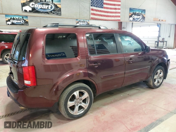 2012 Honda Pilot EX-L with VIN 5FNYF4H75CB051722, listed as a Copart auction lot 51351205 with 91,520 mi miles and Salvage Title. Bid and sale history available at DreamBid. Image 3.