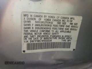 2004 Honda Pilot EX with VIN 2HKYF18574H553034, listed as a Copart auction lot 42422572 with Not Provided miles and Non Repairable. Bid and sale history available at DreamBid. Image 10.