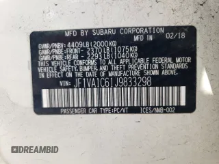 2018 Subaru WRX Premium with VIN JF1VA1C61J9833298, listed as a Copart auction lot 47603805 with 63,009 mi miles and Salvage Title. Bid and sale history available at carsss.com. Image 13.