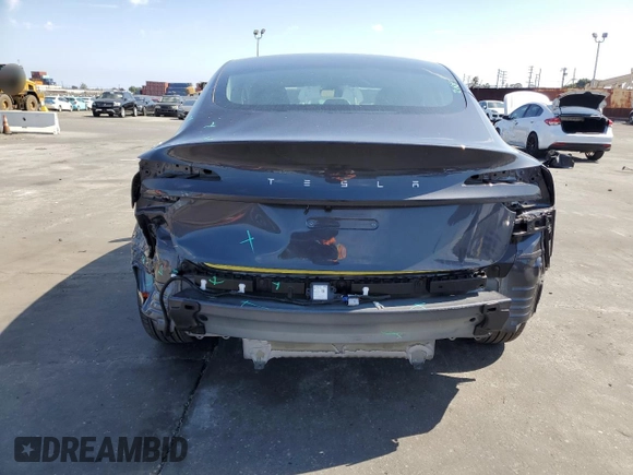 2025 Tesla Model 3 Long Range with VIN 5YJ3E1EA6SF908074, listed as a Copart auction lot 54786175 with 3,998 mi miles and Salvage title. Bid and sale history available at DreamBid. Image 6.