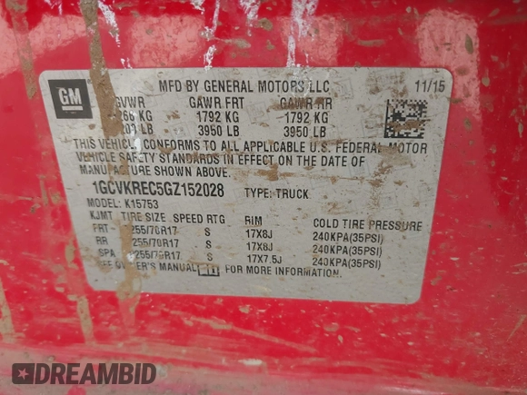 2016 Chevrolet Silverado 1500 LT with VIN 1GCVKREC5GZ152028, listed as a IAAI auction lot 42196516 with 178,767 mi miles and . Bid and sale history available at DreamBid. Image 9.