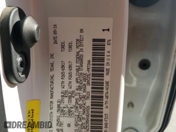 2017 Toyota Tacoma SR5 with VIN 5TFAZ5CN5HX024926, listed as a Copart auction lot 48684115 with Not Provided miles and Salvage Title. Bid and sale history available at DreamBid. Image 14.