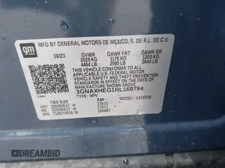 2024 Chevrolet Equinox LS with VIN 3GNAXHEG1RL169794, listed as a IAAI auction lot 42318001 with 35,007 mi miles and . Bid and sale history available at DreamBid. Image 9.