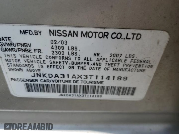 2003 Infiniti I35 Luxury z VIN JNKDA31AX3T114189, wystawiony jako Copart lot #64702444 z przebiegiem 93 542 mil mil oraz Tytuł czysty. Historia ofert i sprzedaży dostępna na DreamBid. Obrazek 12.