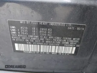 2015 Subaru Legacy Premium с VIN 4S3BNBC66F3005166, выставлен на аукционе IAAI как лот 38924627 с пробегом 148 887 миль миль и . История ставок и продаж доступна на DreamBid. Изображение 9.