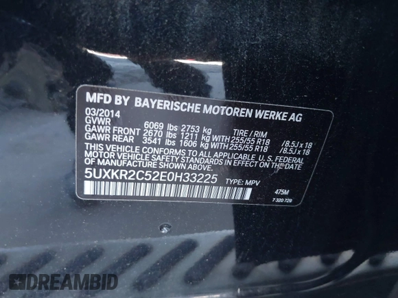 2014 BMW X5 sDrive35i z VIN 5UXKR2C52E0H33225, wystawiony jako IAAI lot #41698549 z przebiegiem 110 847 mil mil oraz . Historia ofert i sprzedaży dostępna na DreamBid. Obrazek 9.