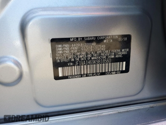 2019 Subaru WRX Limited с VIN JF1VA1H69K9818560, выставлен на аукционе Copart как лот 64944945 с пробегом 66 979 миль миль и Списание • Salvage title. История ставок и продаж доступна на DreamBid. Изображение 12.
