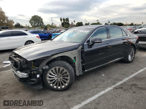 2018 Genesis G90 Ultimate with VIN KMHG54JH4JU038851, listed as a Copart auction lot 84758274 with 16,528 mi miles and Salvage Title. Bid and sale history available at DreamBid. Image 1.