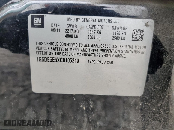 2012 Cadillac CTS Luxury with VIN 1G6DE5E5XC0105219, listed as a Copart auction lot 86114254 with 184,484 mi miles and Salvage title. Bid and sale history available at DreamBid. Image 12.