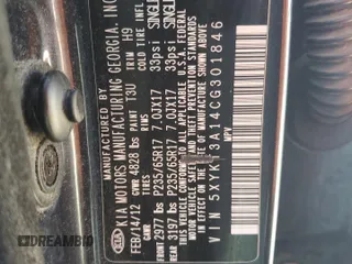 2012 Kia Sorento LX with VIN 5XYKT3A14CG301846, listed as a Copart auction lot 52979445 with 190,506 mi miles and Salvage Title. Bid and sale history available at carsss.com. Image 12.